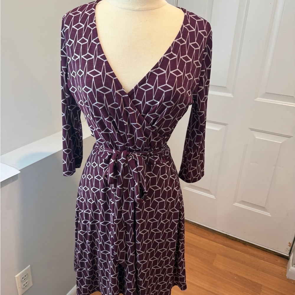 Hawthorne 41 Geometric Purple Wrap Dress (9)